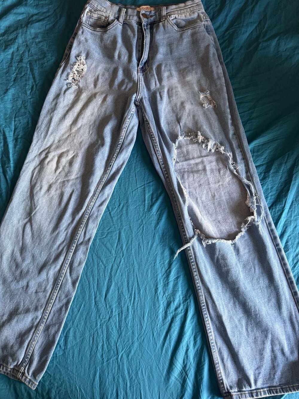 Vibrant M.I.U. Distressed Straight Leg Jeans Size 7 (W27)